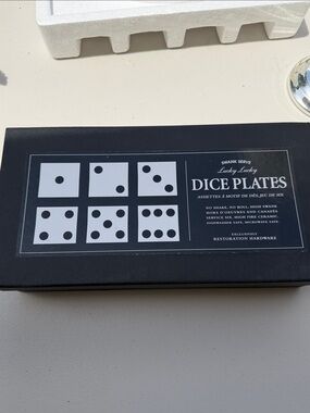 Restoration Hardware Black & White Dice Plate Set